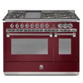 תנור אפיה משולב כיריים 120 ס"מ מבית STEEL סטיל דגם A12SF סדרת ASCOT-גימור בורדו