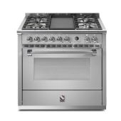 תנור אפיה משולב כיריים 90 ס"מ מבית STEEL סטיל דגם A9F סדרת ASCOT-גימור נירוסטה