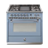 תנור אפיה משולב כיריים 90 ס"מ מבית STEEL סטיל דגם A9S סדרת ASCOT-גימור תכלת